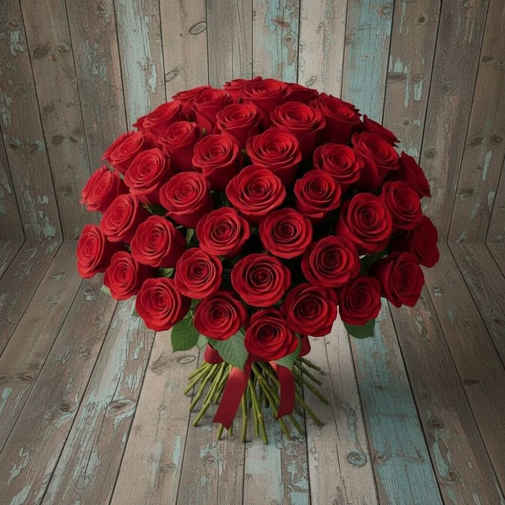 Букет 55 Красных роз Фридом в Короче