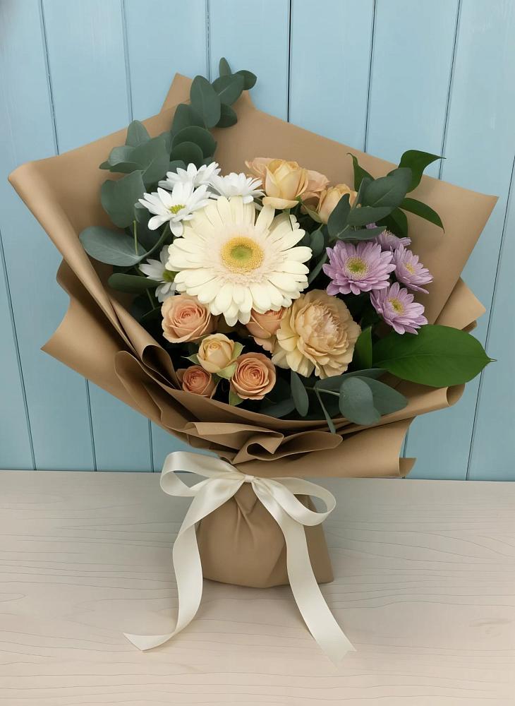Букет цветов из: Герберы и Хризантемы в Короче