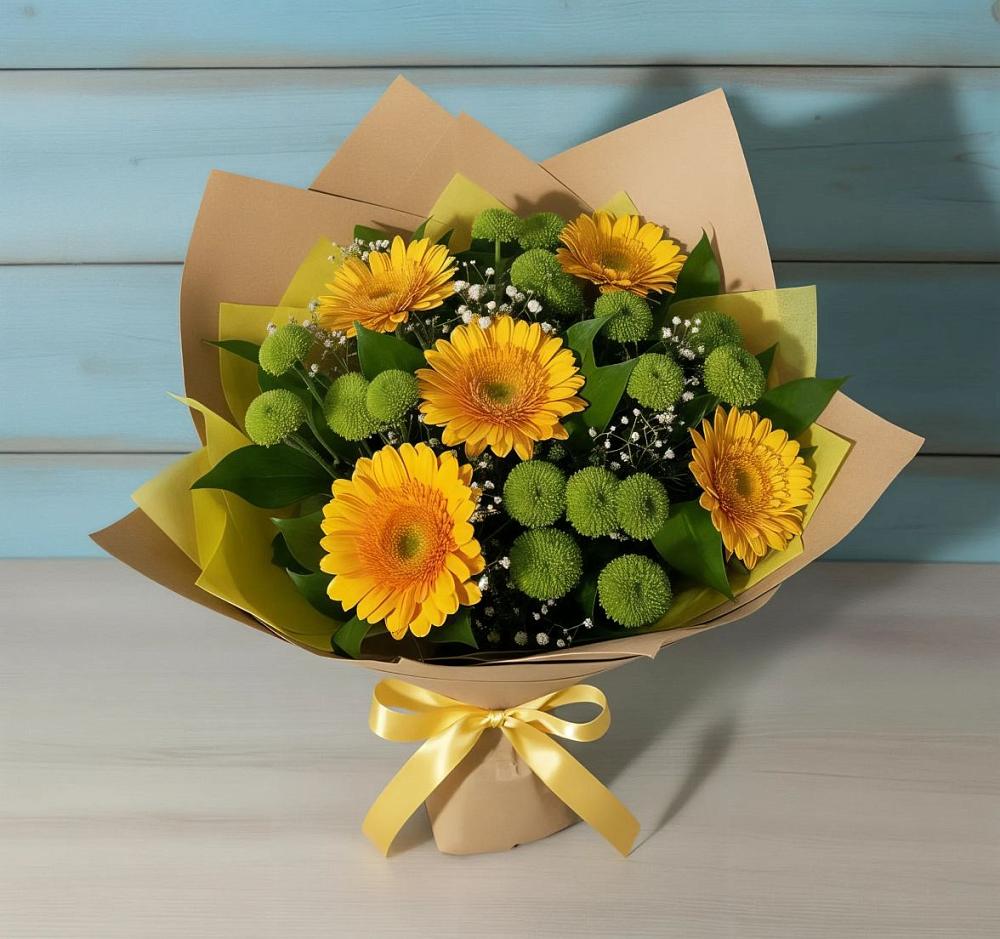 Букет цветов из: Герберы и Хризантемы в Короче
