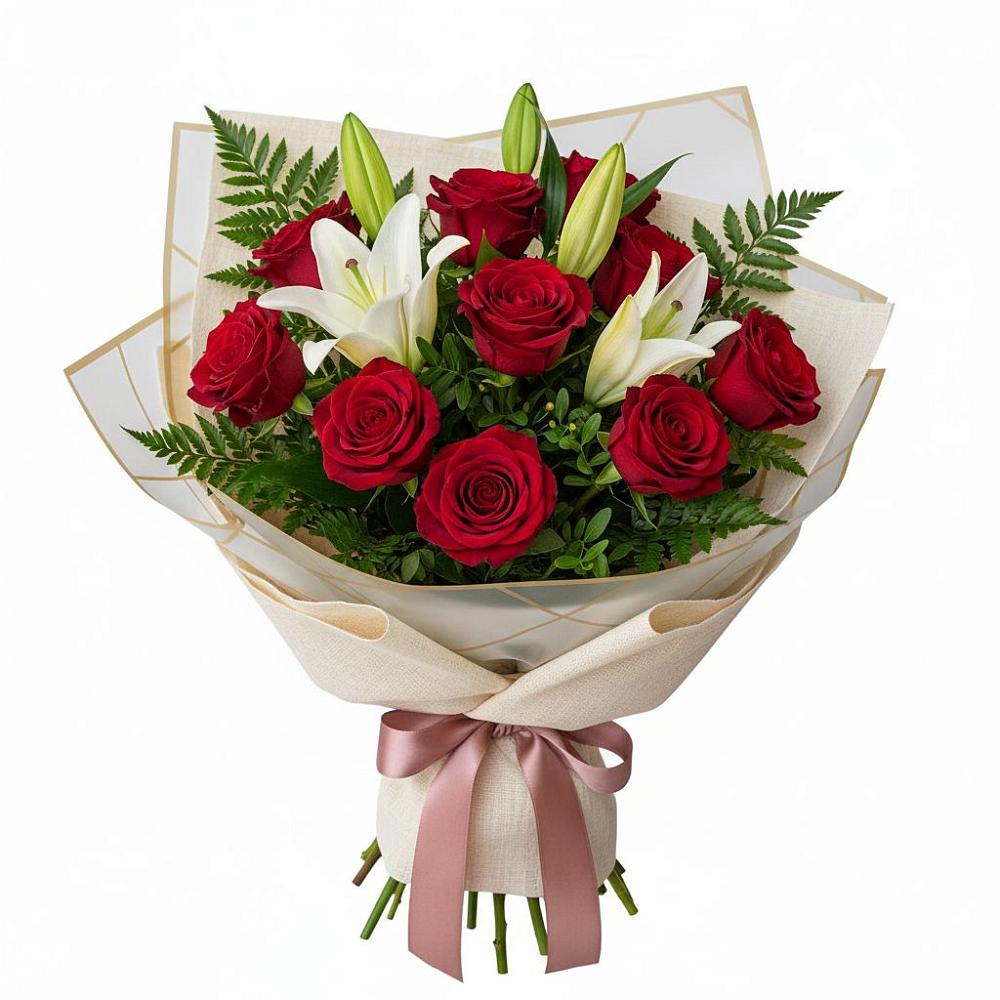 Букет цветов из: Лилии и Розы в Короче