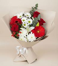 Букет цветов из:  Розы, Хризантемы, Герберы и Лилии в Короче