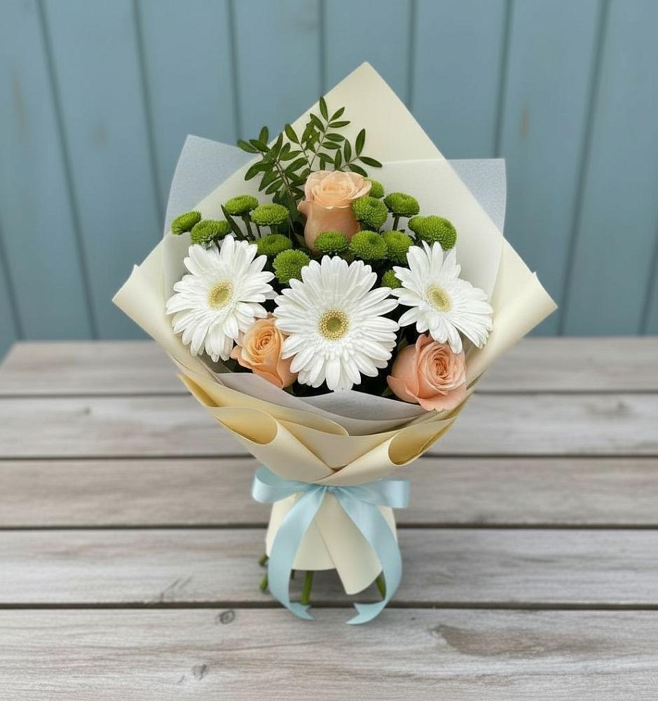 Букет цветов из: Герберы, Розы и Хризантемы в Короче