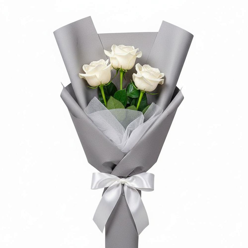 Букет 3 белые розы в Короче