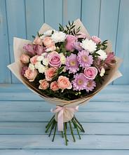 Букет цветов из:  Хризантемы, Розы и Альстромерии в Короче