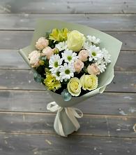 Букет цветов из:  Альстромерии, Розы и Хризантемы в Короче